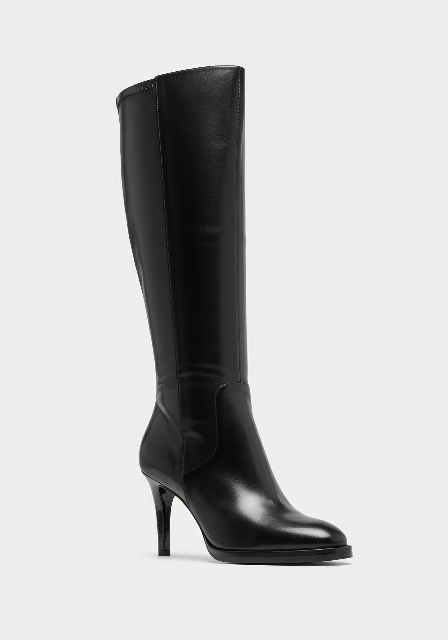 Black Leather Heeled Boot