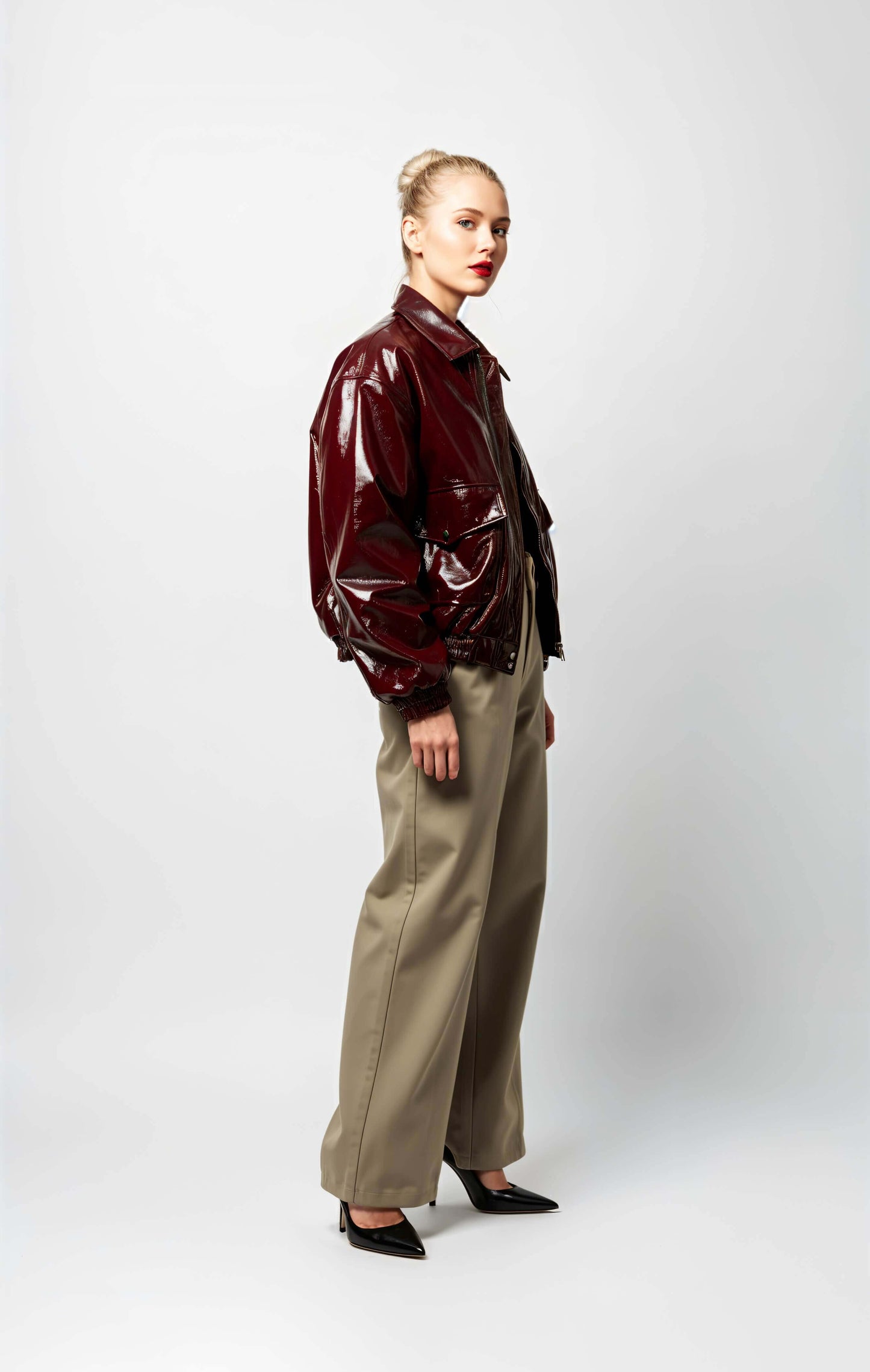 Patent Leather Bomber Jacket